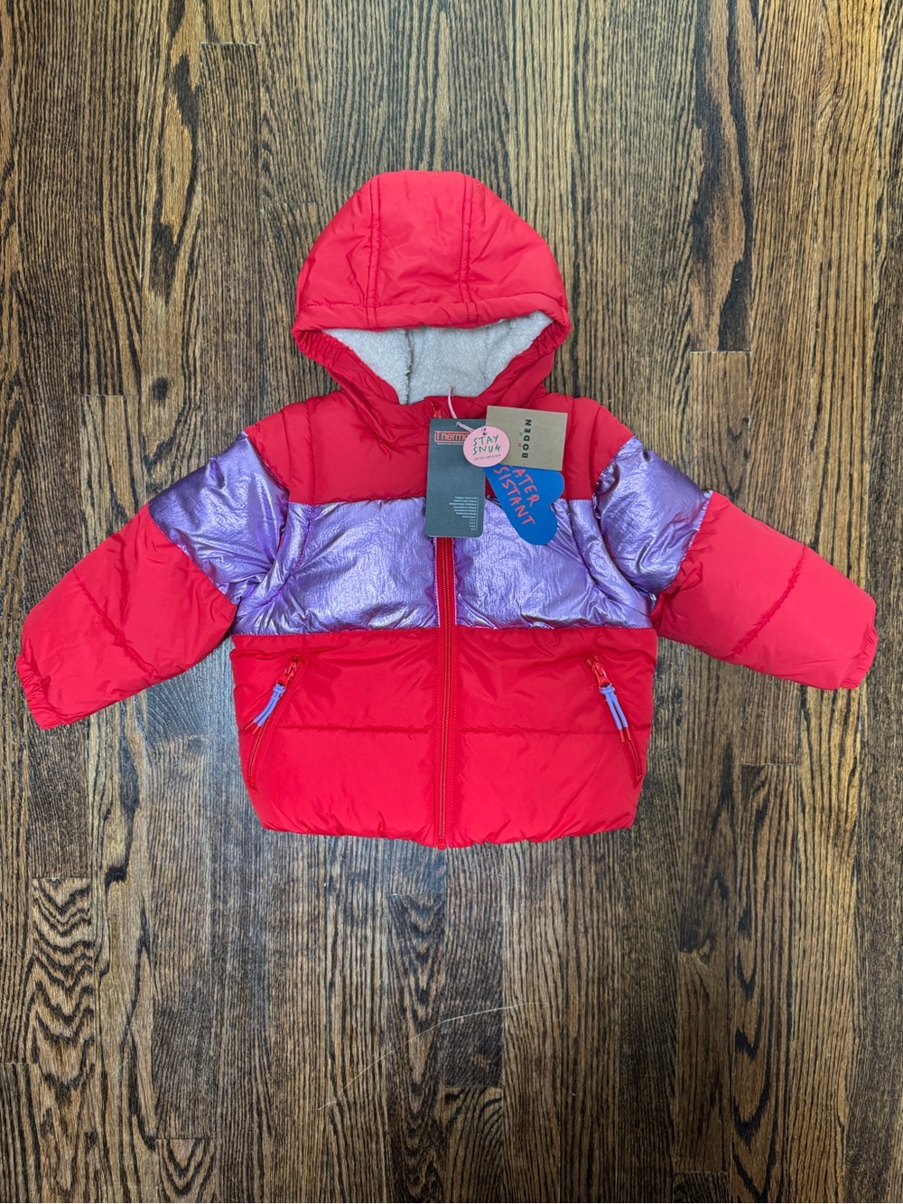 NWT! Size 2-3 Mini Boden 2-in-1 Padded Water Resistant Coat